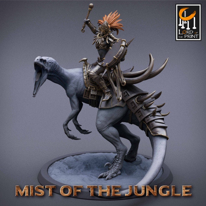 Amazon Raptor Mount | Mist of the Jungle | Lord of the Print | Wargaming | Dungeons and Dragons | Amazon | Tabletop RPG | DnD | Dinosaur