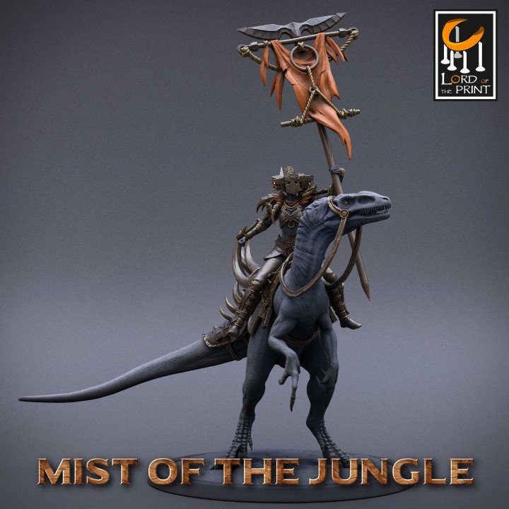 Amazon Raptor Mount | Mist of the Jungle | Lord of the Print | Wargaming | Dungeons and Dragons | Amazon | Tabletop RPG | DnD | Dinosaur