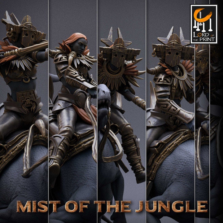 Amazon Raptor Mount | Mist of the Jungle | Lord of the Print | Wargaming | Dungeons and Dragons | Amazon | Tabletop RPG | DnD | Dinosaur