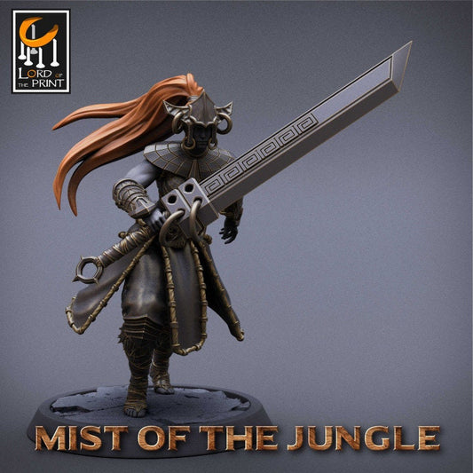 Heavy Amazon Great Sword Pack | Mist of the Jungle | Lord of the Print | Wargaming | Dungeons and Dragons | Amazon | Tabletop RPG | DnD