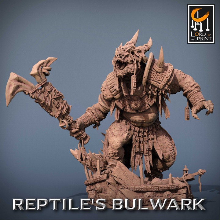 Bodyguard Dnd Miniature | Reptile's Bulwark | Lord of the Print | Wargaming | Dungeons and Dragons | Lizard | Tabletop RPG | DnD Lizardmen