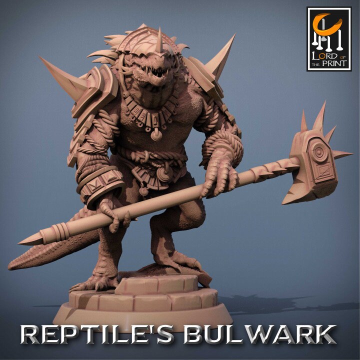 Lizardmen Soldier Pack | Reptile's Bulwark | Lord of the Print | Wargaming | Dungeons and Dragons | Lizard | Tabletop RPG | DnD