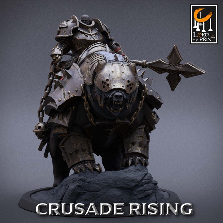 Templar Bear Mounted | Crusade Rising | Lord of the Print | Wargaming | Dungeons and Dragons | Tabletop RPG | DnD