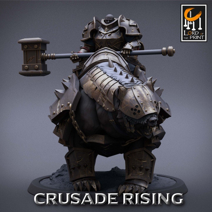 Templar Bear Mounted | Crusade Rising | Lord of the Print | Wargaming | Dungeons and Dragons | Tabletop RPG | DnD