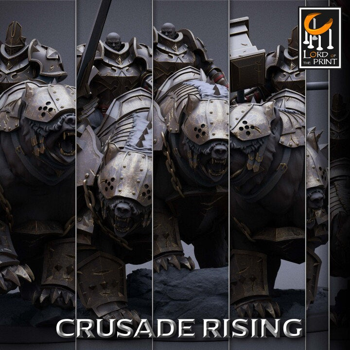 Templar Bear Mounted | Crusade Rising | Lord of the Print | Wargaming | Dungeons and Dragons | Tabletop RPG | DnD