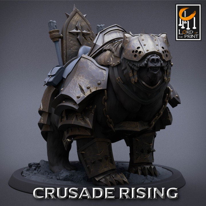 Templar Bear Unmounted | Crusade Rising | Lord of the Print | Wargaming | Dungeons and Dragons | Tabletop RPG | DnD