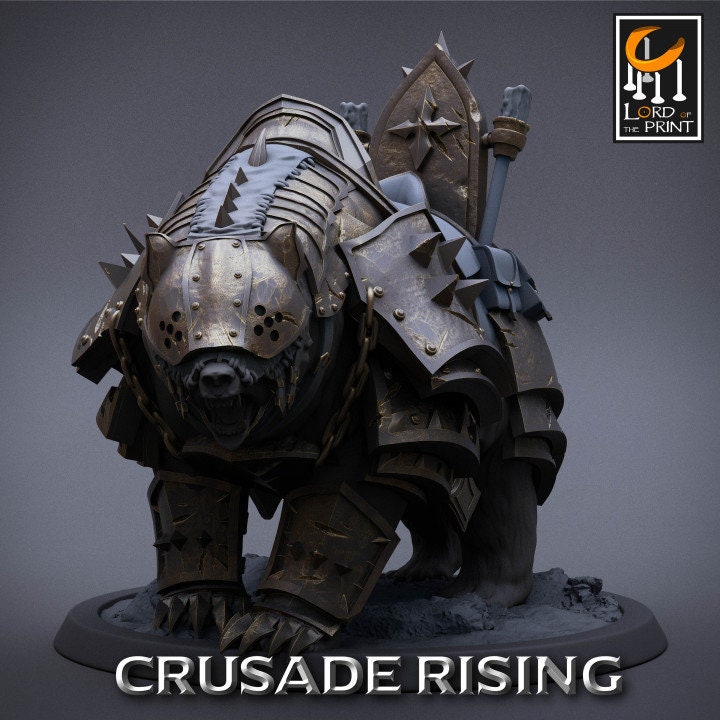 Templar Bear Unmounted | Crusade Rising | Lord of the Print | Wargaming | Dungeons and Dragons | Tabletop RPG | DnD