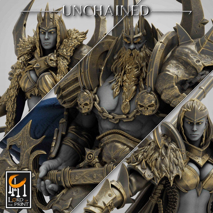Olaf King and Guards Pack | Unchained | Lord of the Print | Wargaming | Dungeons and Dragons | Chaos | Tabletop RPG | Knight | DnD
