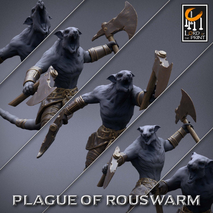 Barbarian Infantry Pack | Plague of Rouswarm | Lord of the Print | Wargaming | Dungeons and Dragons | Rats | Tabletop RPG | DnD