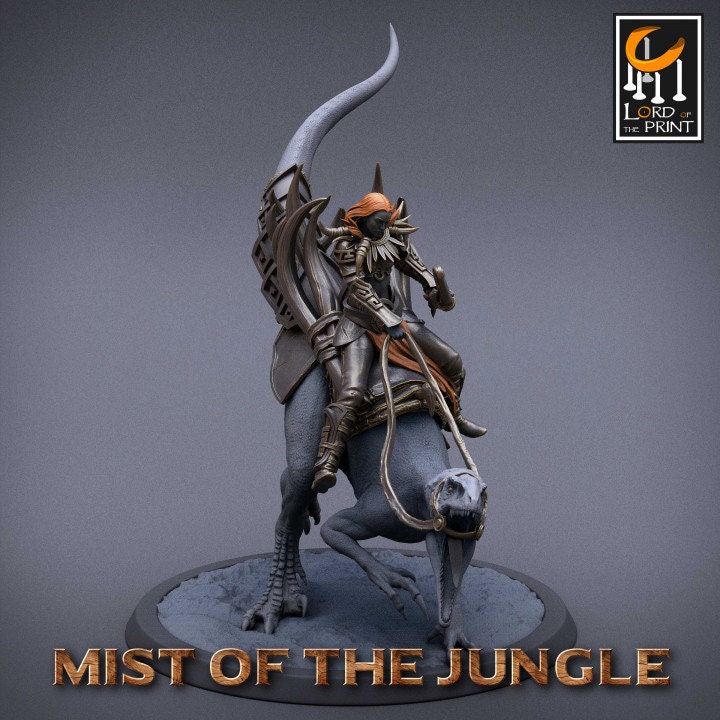 Amazon Raptor Mount | Mist of the Jungle | Lord of the Print | Wargaming | Dungeons and Dragons | Amazon | Tabletop RPG | DnD | Dinosaur