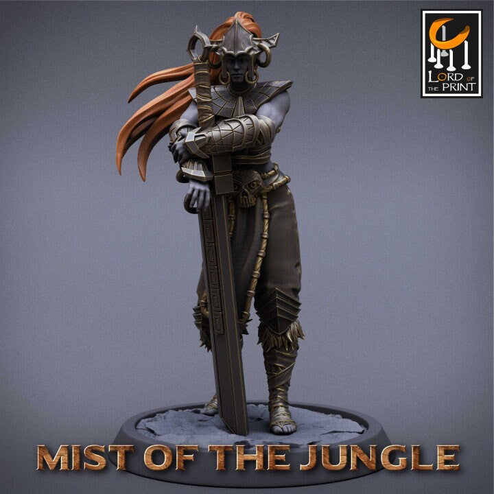 Heavy Amazon Great Sword Pack | Mist of the Jungle | Lord of the Print | Wargaming | Dungeons and Dragons | Amazon | Tabletop RPG | DnD