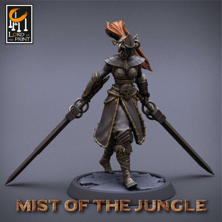 Heavy Amazon Great Sword Pack | Mist of the Jungle | Lord of the Print | Wargaming | Dungeons and Dragons | Amazon | Tabletop RPG | DnD