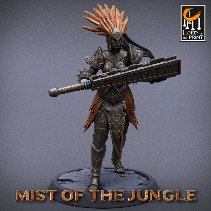 Heavy Amazon Mace Pack | Mist of the Jungle | Lord of the Print | Wargaming | Dungeons and Dragons | Amazon | Tabletop RPG | DnD