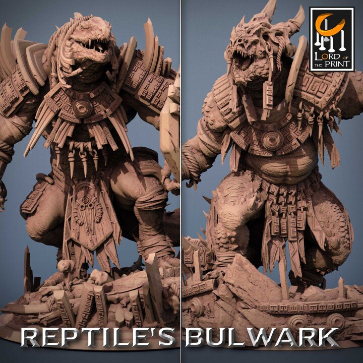 Bodyguard Dnd Miniature | Reptile's Bulwark | Lord of the Print | Wargaming | Dungeons and Dragons | Lizard | Tabletop RPG | DnD Lizardmen
