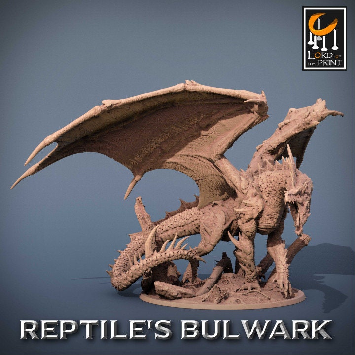 Green Chromatic Dragon | Reptile's Bulwark | Lord of the Print | Wargaming | Dungeons and Dragons | Lizard | Tabletop RPG | Knight | DnD