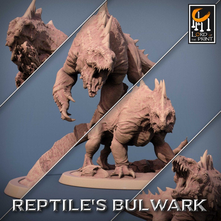 Lizardmen Crested Varan | Reptile's Bulwark | Lord of the Print | Wargaming | Dungeons and Dragons | Lizard | Tabletop RPG | DnD