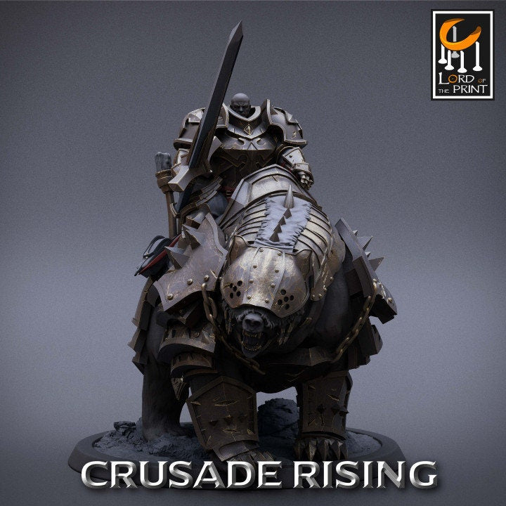 Templar Bear Mounted | Crusade Rising | Lord of the Print | Wargaming | Dungeons and Dragons | Tabletop RPG | DnD