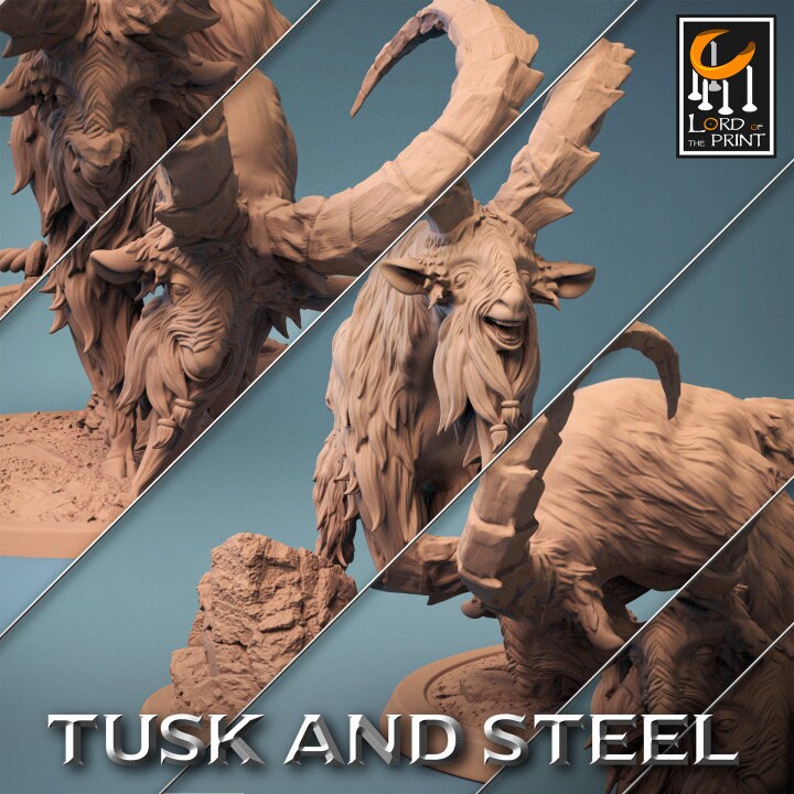 Dwarf Goat Wild Pack | Tusk and Steel | Lord of the Print | Wargaming | Dungeons and Dragons | Tabletop RPG | DnD