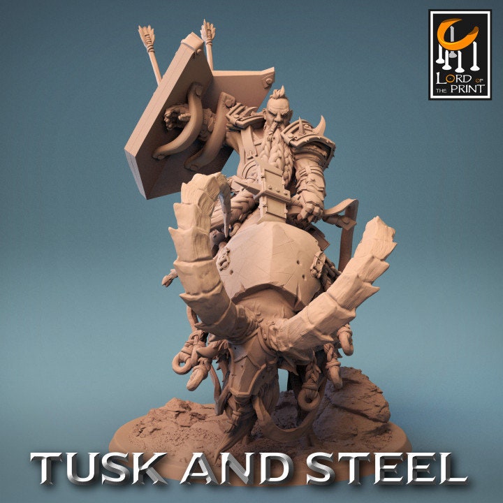 Dwarf Goat Rider with no Helmet Pack | Tusk and Steel | Lord of the Print | Wargaming | Dungeons and Dragons | Tabletop RPG | DnD