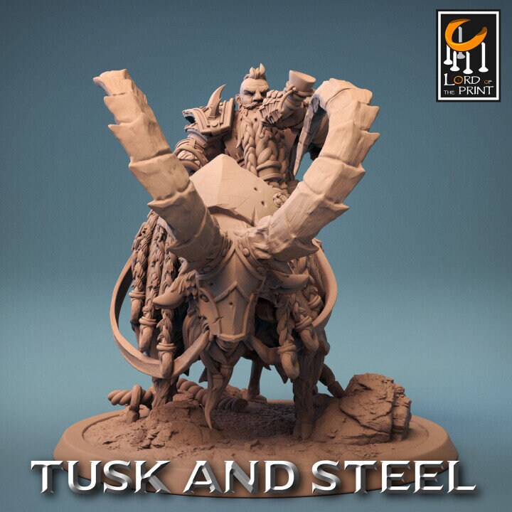 Dwarf Goat Rider with no Helmet Pack | Tusk and Steel | Lord of the Print | Wargaming | Dungeons and Dragons | Tabletop RPG | DnD