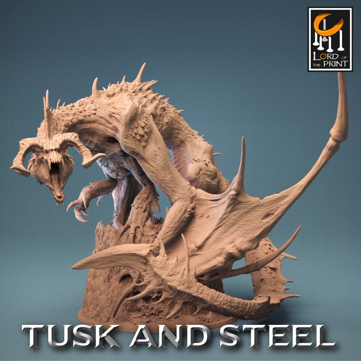 Black Chromatic Dragon | DnD | Tusk & Steel | Lord of the Print | Wargaming | Dungeons and Dragons | Tabletop RPG | DnD | Epic Dragon Statue