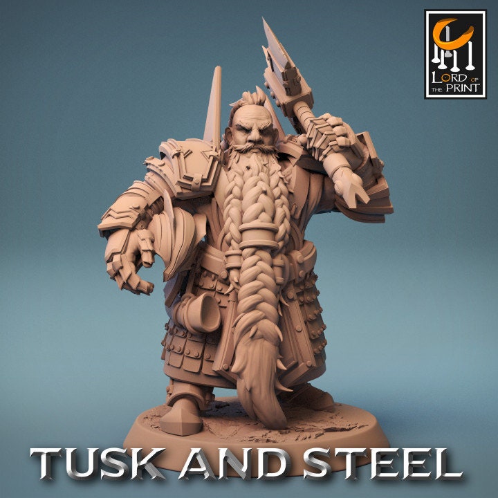 Dwarf Soldier Axe Pack | Tusk and Steel | Lord of the Print | Wargaming | Dungeons and Dragons | Tabletop RPG | DnD