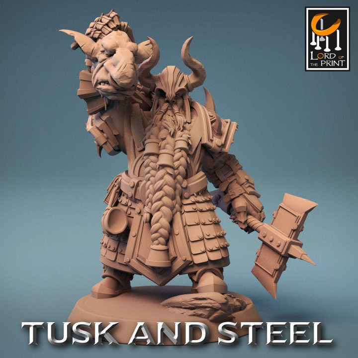 Dwarf Soldier Axe Pack | Tusk and Steel | Lord of the Print | Wargaming | Dungeons and Dragons | Tabletop RPG | DnD