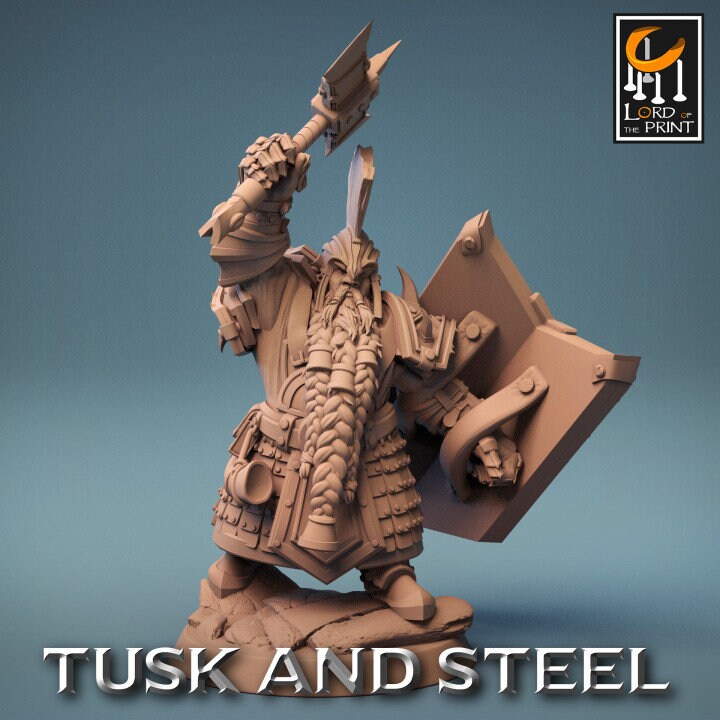 Dwarf Soldier Axe Pack | Tusk and Steel | Lord of the Print | Wargaming | Dungeons and Dragons | Tabletop RPG | DnD