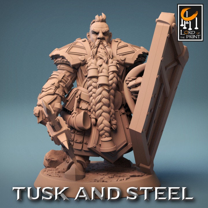 Dwarf Soldier Axe Pack | Tusk and Steel | Lord of the Print | Wargaming | Dungeons and Dragons | Tabletop RPG | DnD