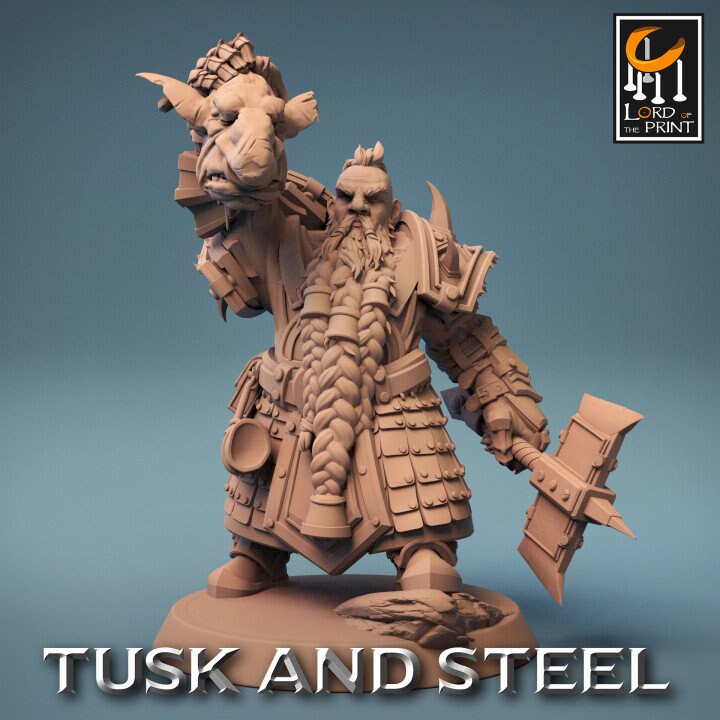 Dwarf Soldier Axe Pack | Tusk and Steel | Lord of the Print | Wargaming | Dungeons and Dragons | Tabletop RPG | DnD