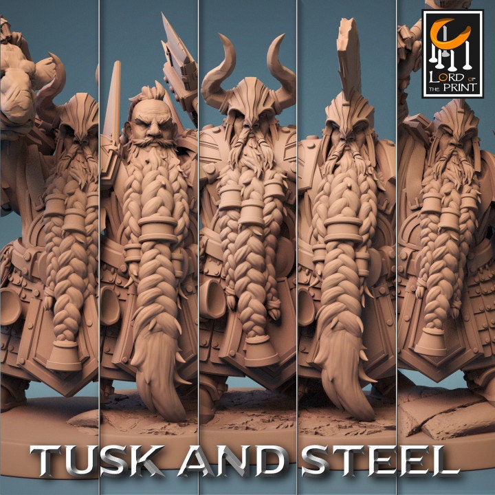 Dwarf Soldier Axe Pack | Tusk and Steel | Lord of the Print | Wargaming | Dungeons and Dragons | Tabletop RPG | DnD