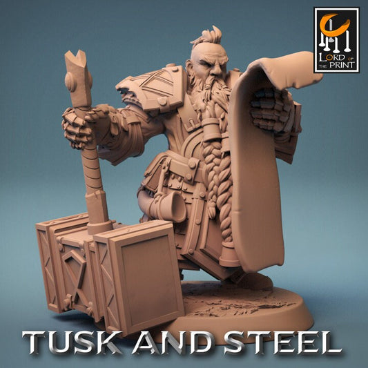 Dwarf Soldier Hammer Pack | Tusk and Steel | Lord of the Print | Wargaming | Dungeons and Dragons | Tabletop RPG | DnD