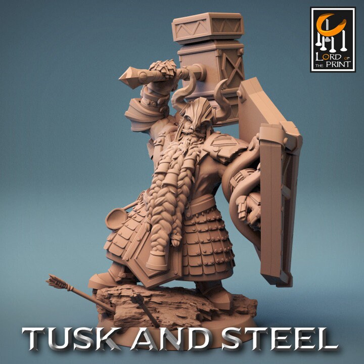 Dwarf Soldier Hammer Pack | Tusk and Steel | Lord of the Print | Wargaming | Dungeons and Dragons | Tabletop RPG | DnD