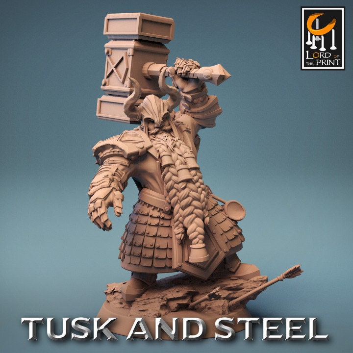Dwarf Soldier Hammer Pack | Tusk and Steel | Lord of the Print | Wargaming | Dungeons and Dragons | Tabletop RPG | DnD