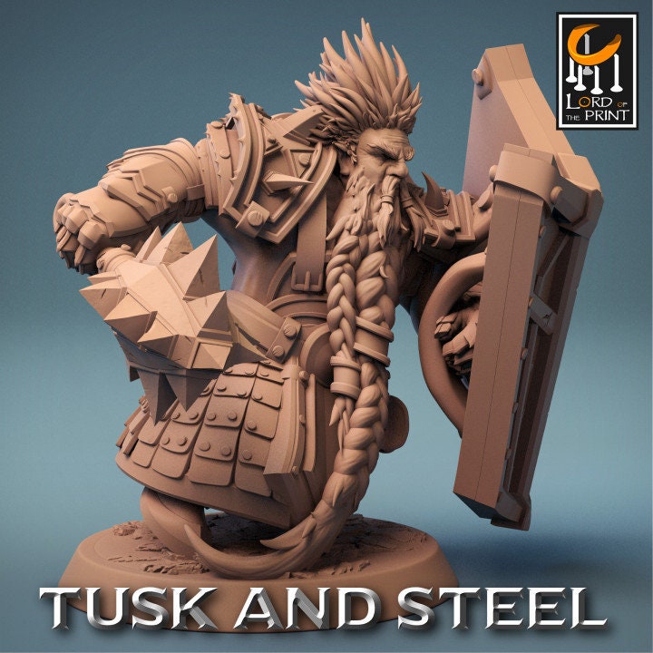 Dwarf Soldier Mace Pack | Tusk and Steel | Lord of the Print | Wargaming | Dungeons and Dragons | Tabletop RPG | DnD