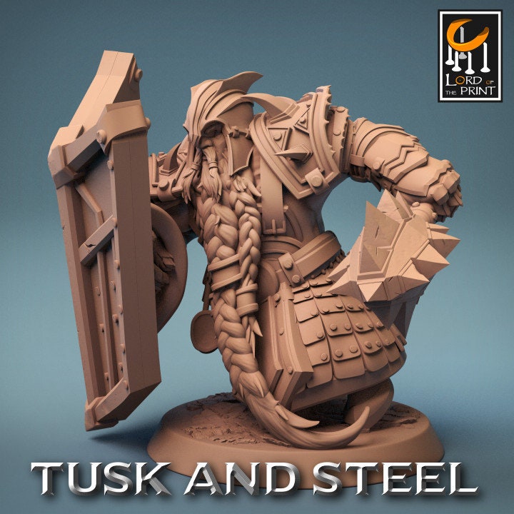 Dwarf Soldier Mace Pack | Tusk and Steel | Lord of the Print | Wargaming | Dungeons and Dragons | Tabletop RPG | DnD