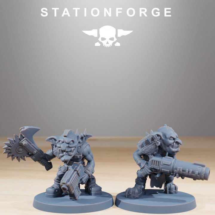 Gob's Berserkers Miniatures Set - Station Forge Wargaming - Fantasy Goblin Horde for Tabletop Games - 28mm Resin Figures