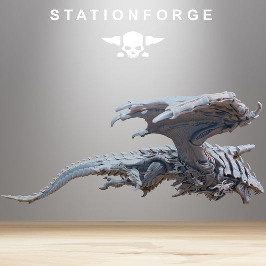 Xenarid Dragon Wargaming Miniature | Station Forge | Grimdark Winged Alien | Xenomorph Inspired | Tabletop Gaming Unique Accessory Sculpture