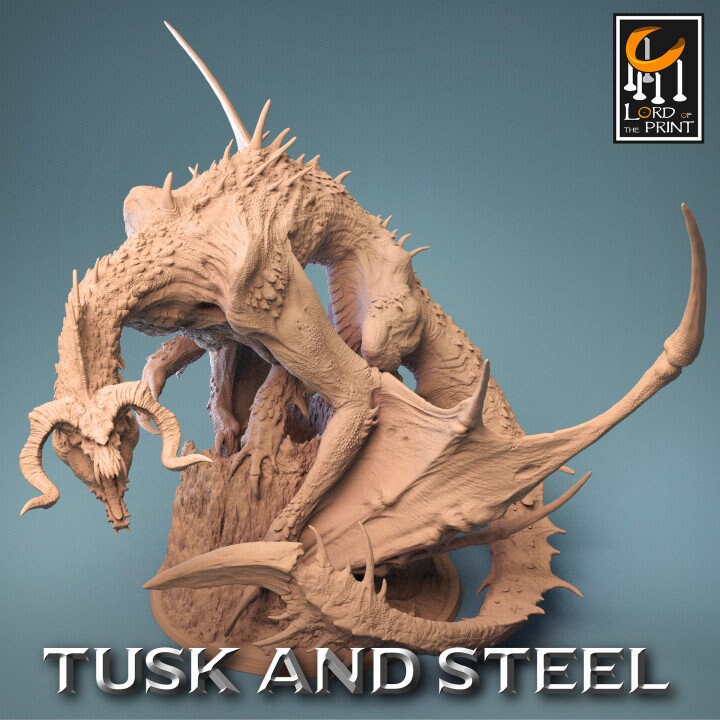Black Chromatic Dragon | DnD | Tusk & Steel | Lord of the Print | Wargaming | Dungeons and Dragons | Tabletop RPG | DnD | Epic Dragon Statue