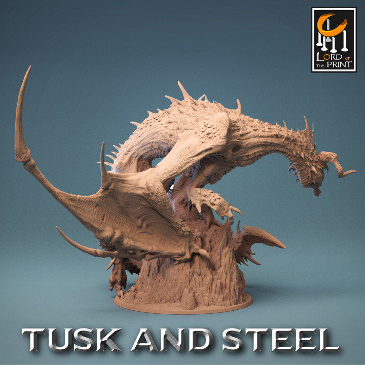 Black Chromatic Dragon | DnD | Tusk & Steel | Lord of the Print | Wargaming | Dungeons and Dragons | Tabletop RPG | DnD | Epic Dragon Statue