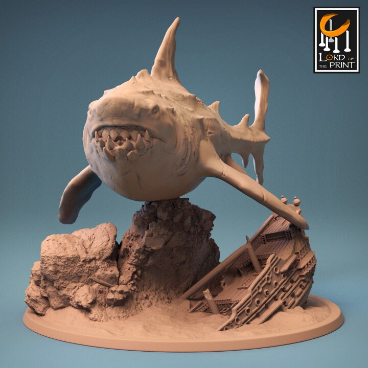 Megalodon | Shark TTRP Miniature| DnD | Lord of the Print | Wargaming | Dungeons and Dragons | Tabletop RPG | Sea Monster | Marine Animal