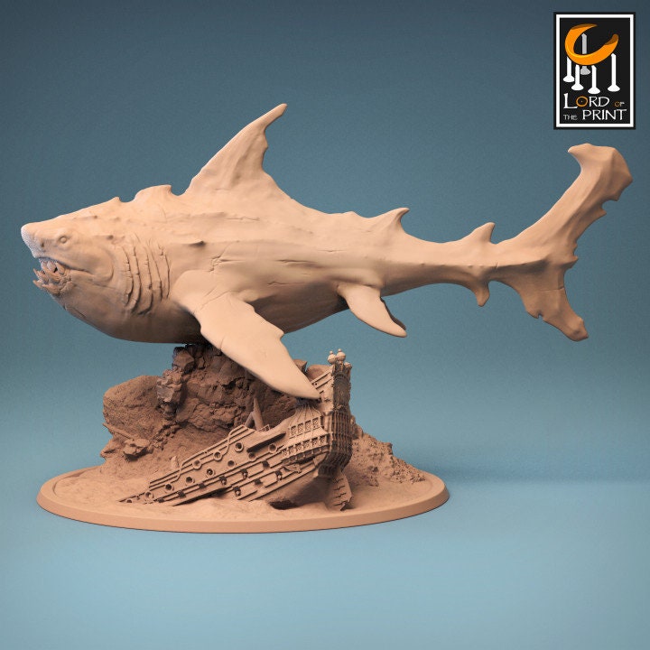 Megalodon | Shark TTRP Miniature| DnD | Lord of the Print | Wargaming | Dungeons and Dragons | Tabletop RPG | Sea Monster | Marine Animal