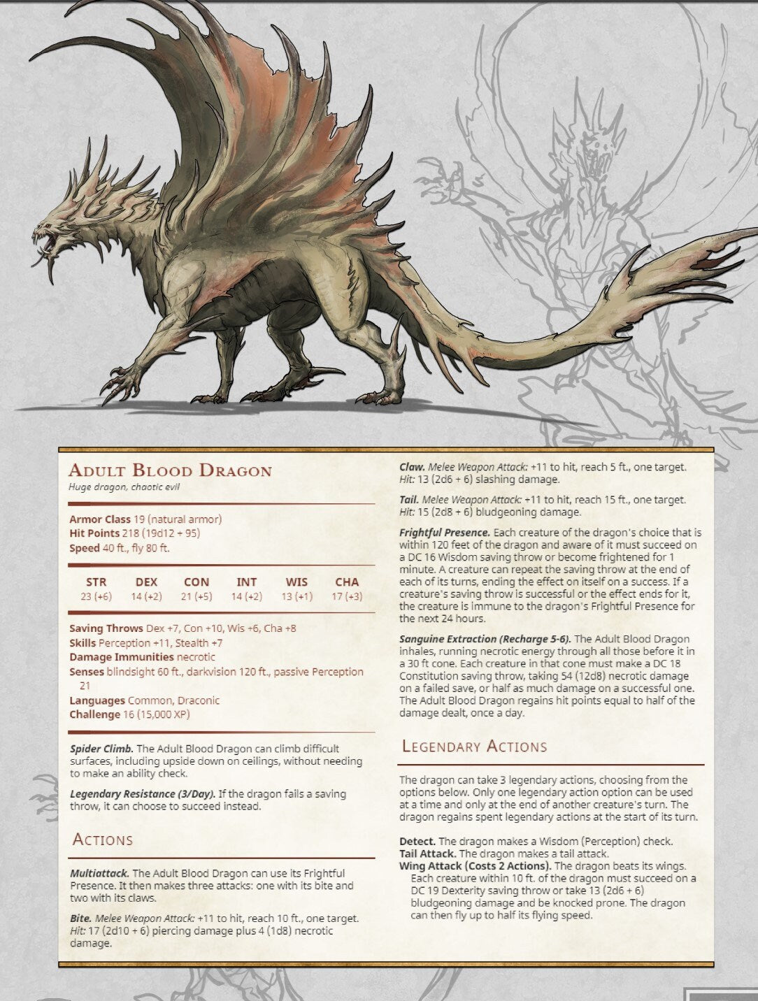Vampiric Blood Dragon Miniature - Dungeons and Dragons D&D - Young, Adult, Elder Options - Fantasy Tabletop Gaming Collectible