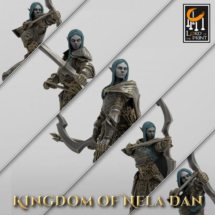 Archer Elves Pack | Kingdom of Nela Dan | Lord of the Print | Wargaming | Dungeons and Dragons | Tabletop RPG | DnD | Wood Elves | Elven