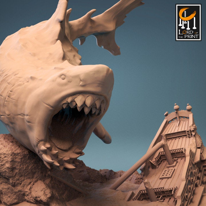 Megalodon | Shark TTRP Miniature| DnD | Lord of the Print | Wargaming | Dungeons and Dragons | Tabletop RPG | Sea Monster | Marine Animal