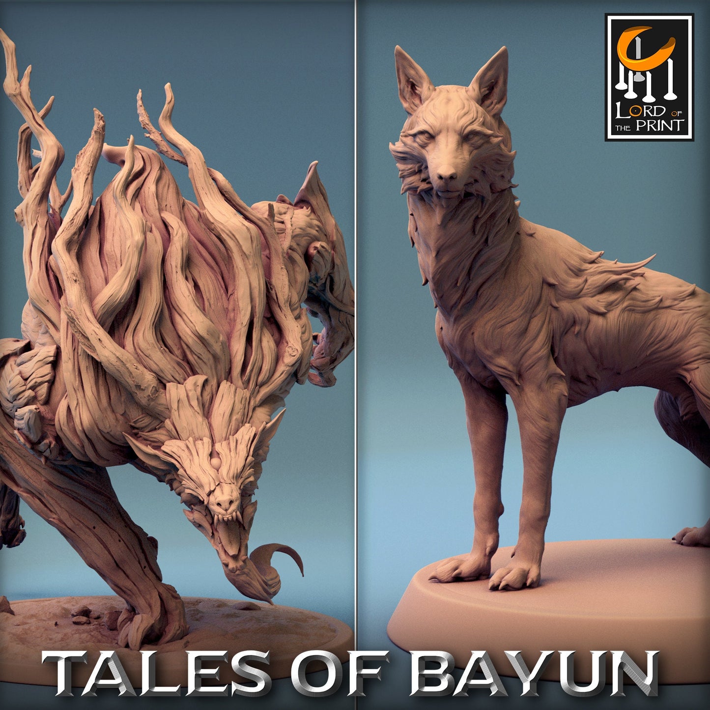 Wood Wolf & Werewolf Pack | Tales of Bayun | Lord of the Print | Wargaming | Dungeons and Dragons | Dogs | Tabletop RPG | DnD