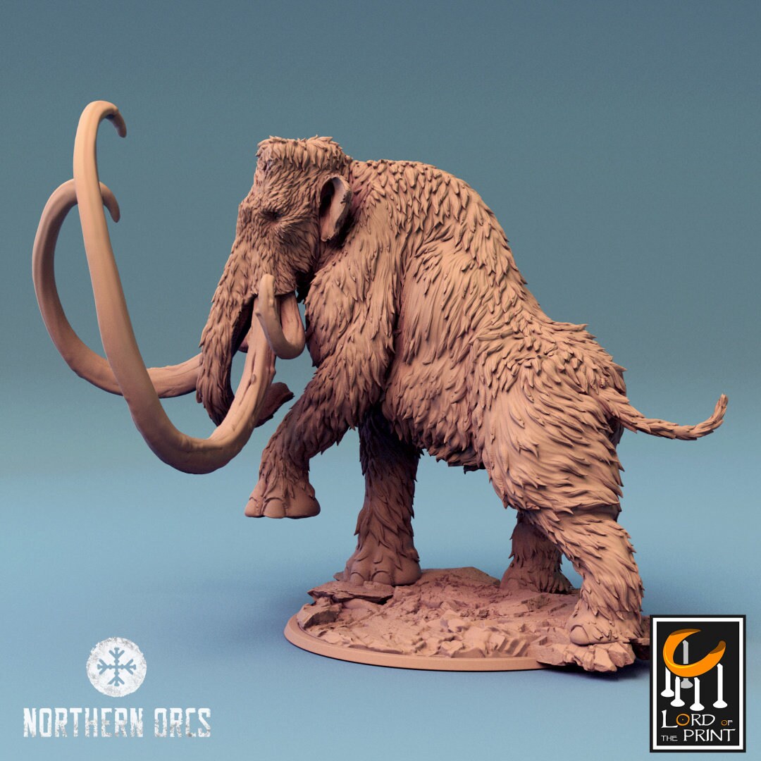 Orc Riding Greater Mammoth Miniature - Detailed Fantasy RPG | Lord of the Print | Wargaming | Dungeons and Dragons | Tabletop RPG | DnD |