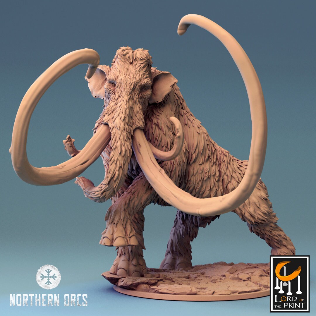 Orc Riding Greater Mammoth Miniature - Detailed Fantasy RPG | Lord of the Print | Wargaming | Dungeons and Dragons | Tabletop RPG | DnD |