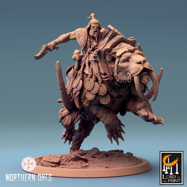 Orc Sabretooth Tiger Riders| Mist of the Jungle | Lord of the Print | Wargaming | Dungeons and Dragons | Amazon | Tabletop RPG | DnD |