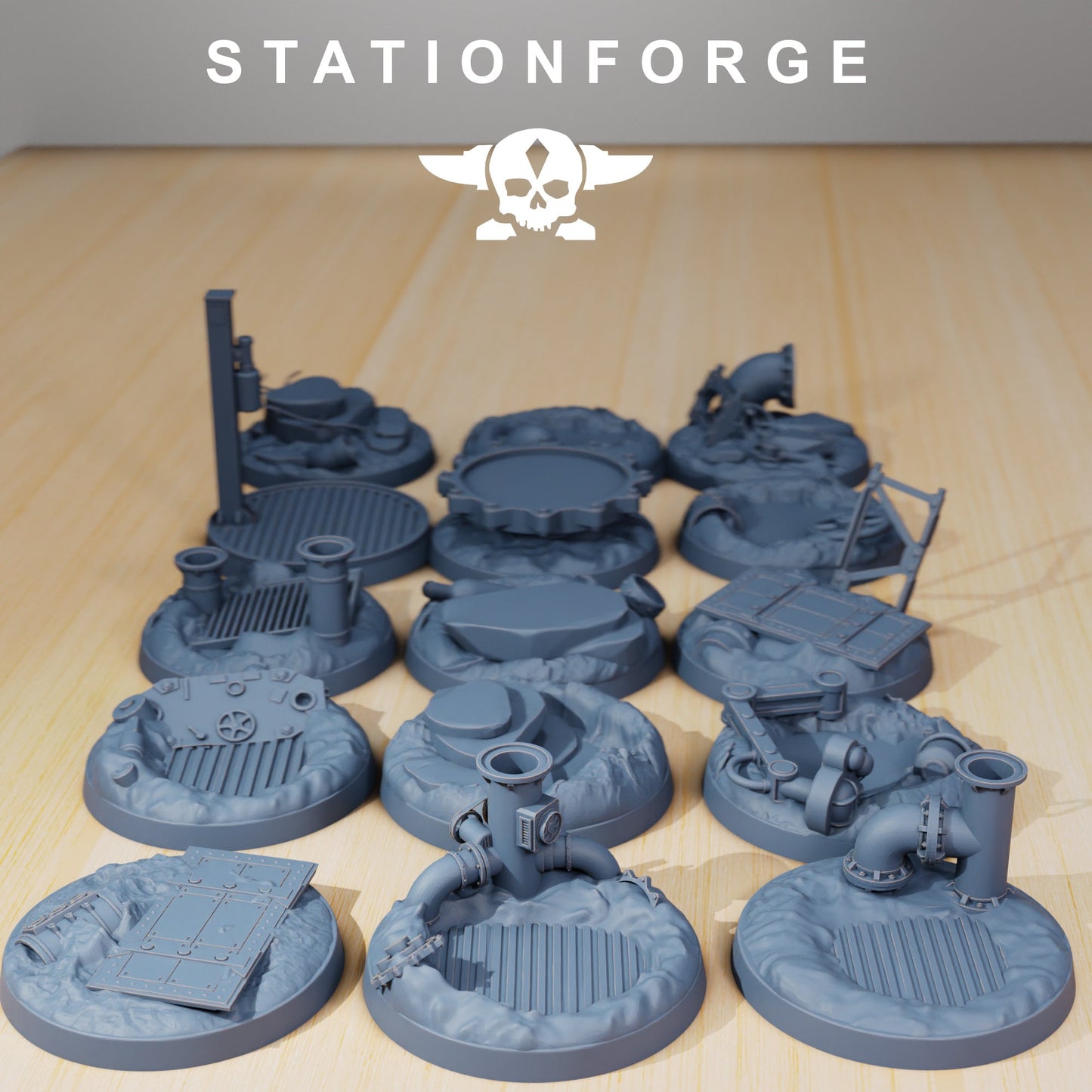 Tabletop Wargaming and RPG Bases 25, 28, 32 and 40mm scale industrial bases, wasteland bases, trench bases and deserted bases